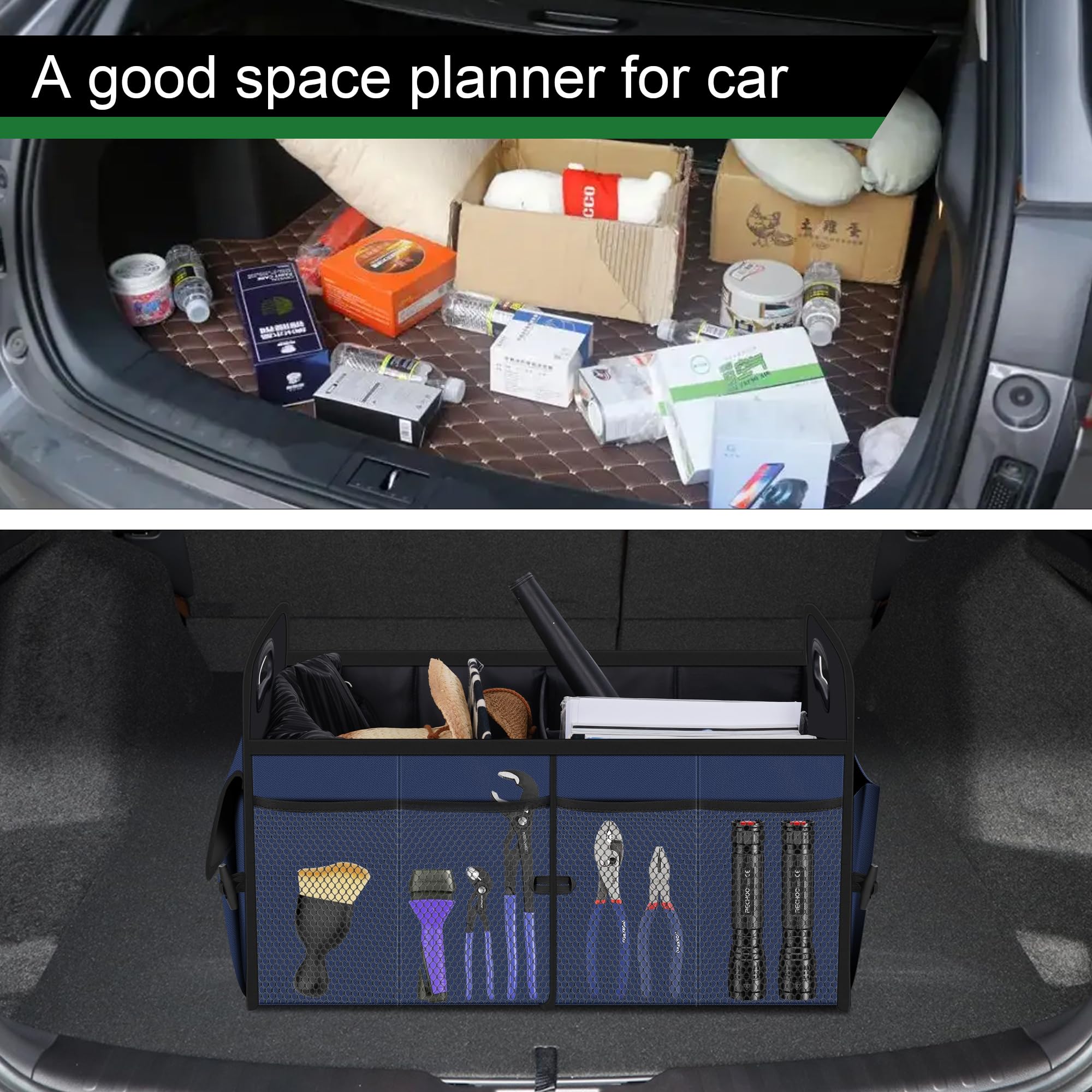 Femuar blue trunk organizer adds durable, stylish storage to your vehicle.