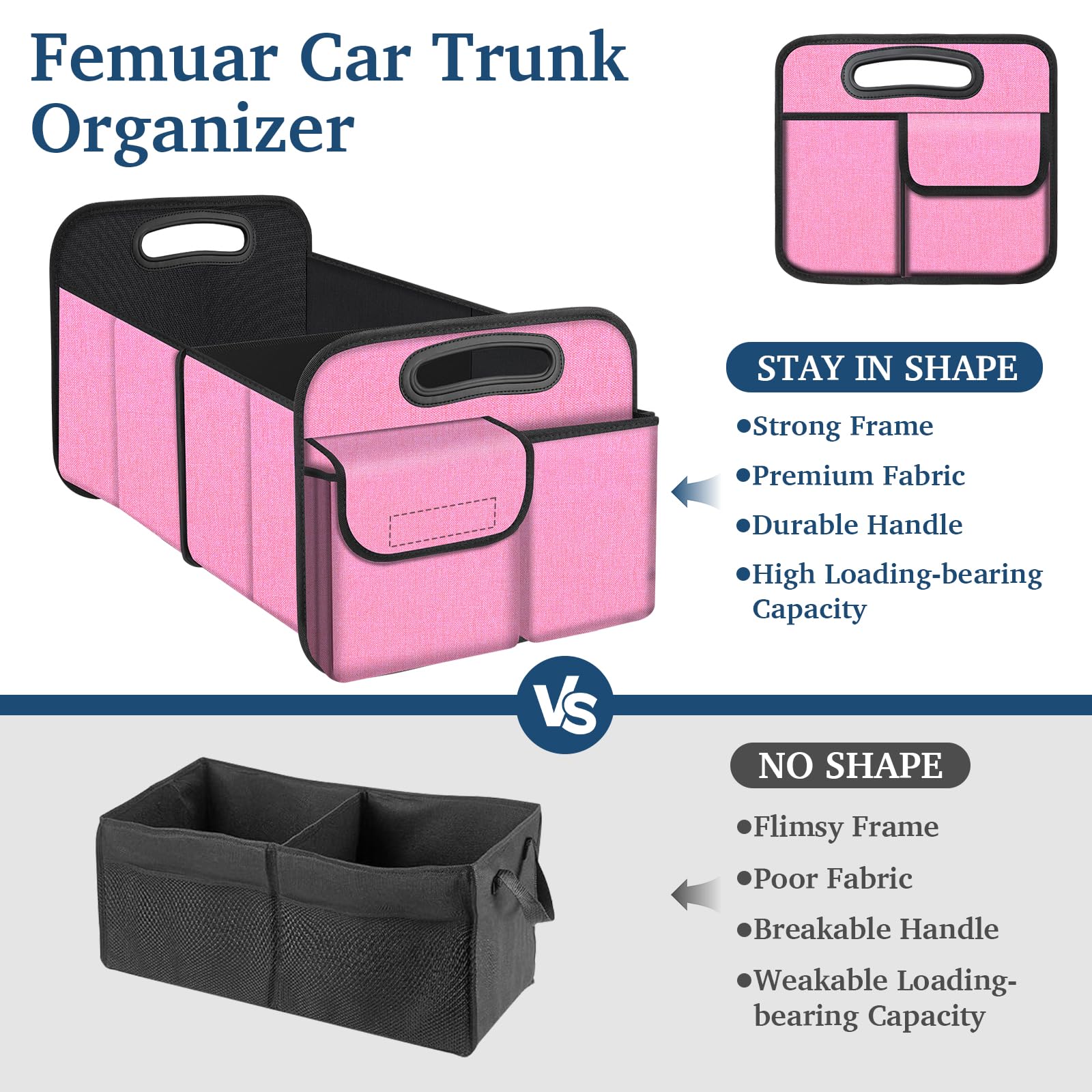 Femuar car storage with non-slip bottom prevents movement during driving