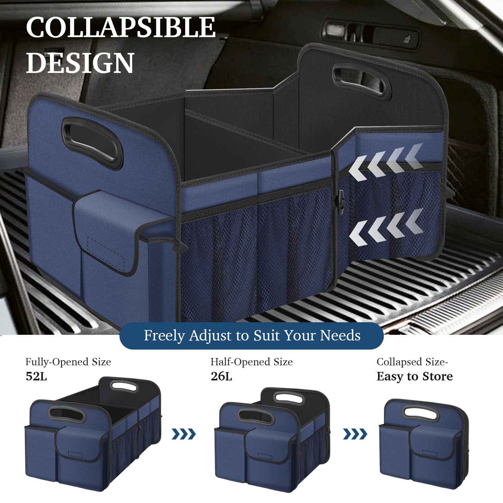 Femuar car trunk organizer with five compartments keeps groceries organized