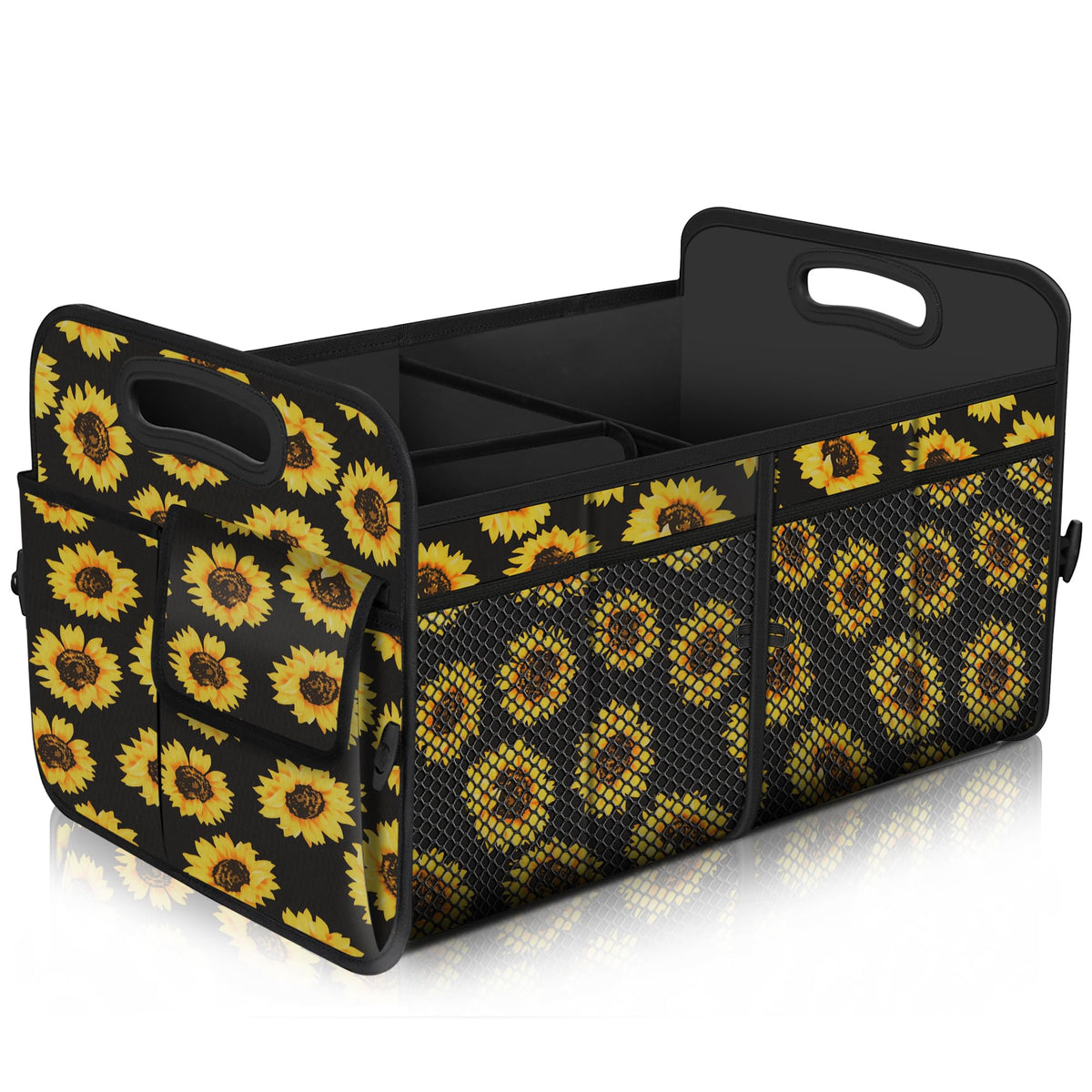 Femuar 72L trunk organizer demonstrating large capacity for groceries and gear.