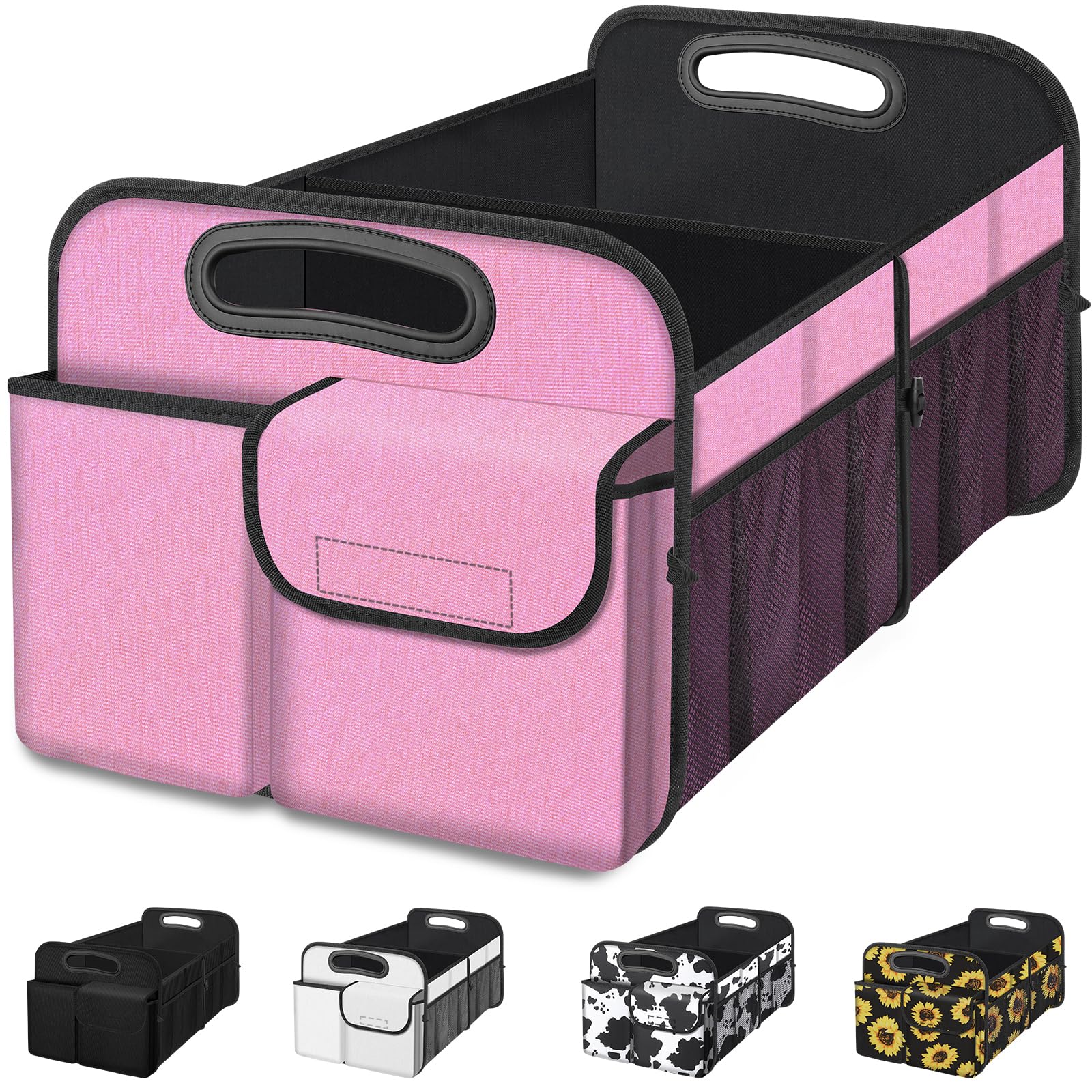 Femuar pink car trunk organizer with collapsible design for quick setup and tidy trunk