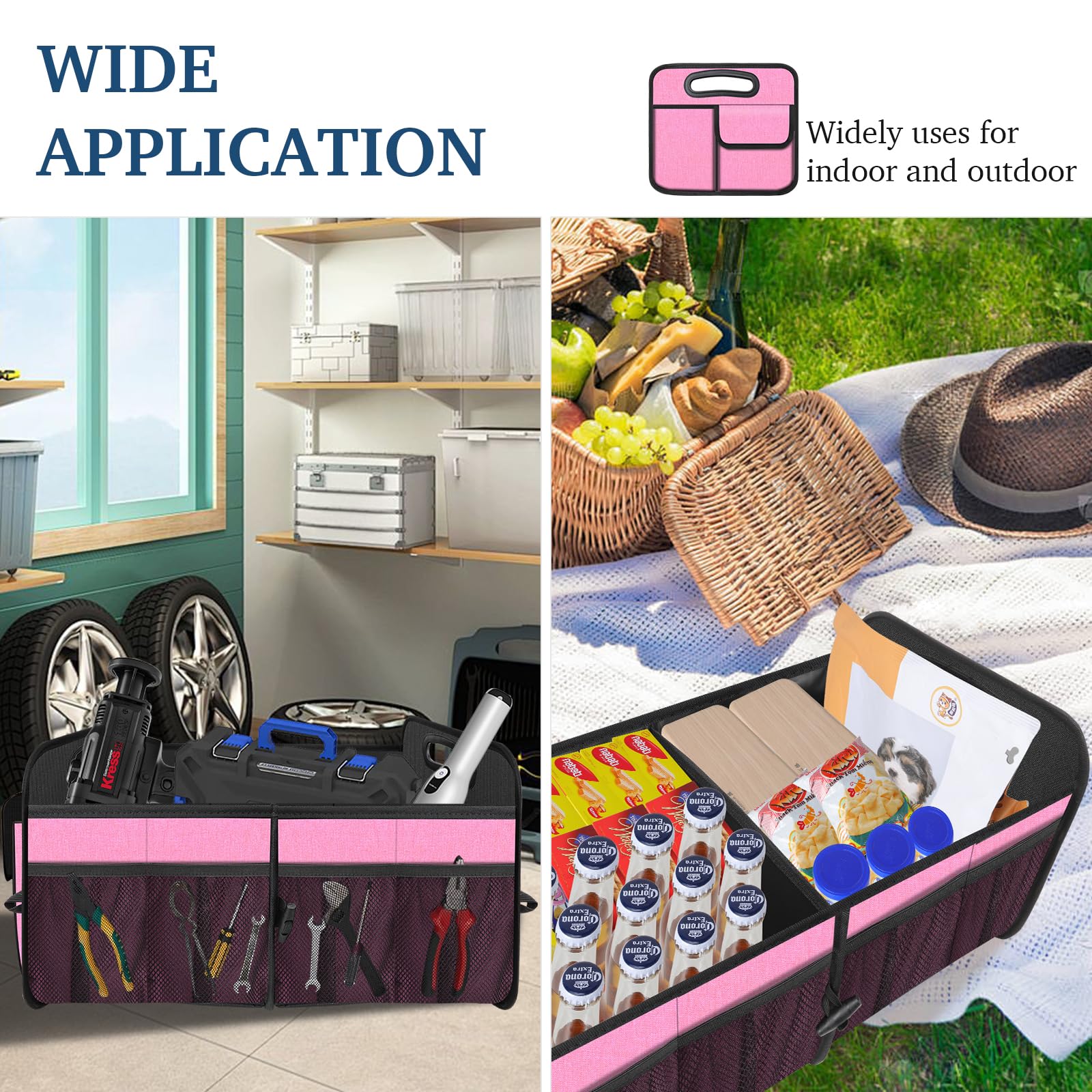 Femuar trunk organizer with foldable divider to customize compartments