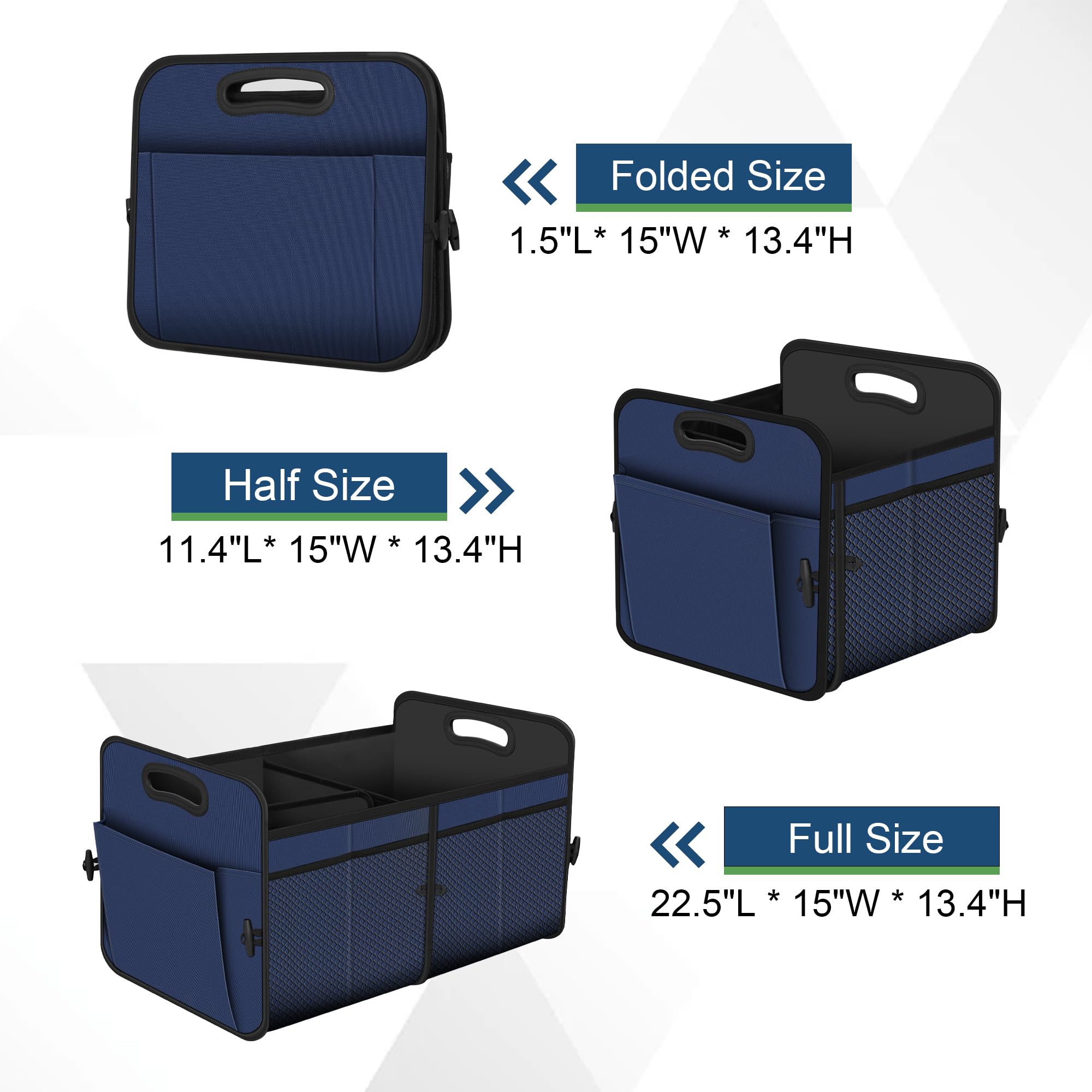 Femuar collapsible trunk organizer folds compactly for easy storage.