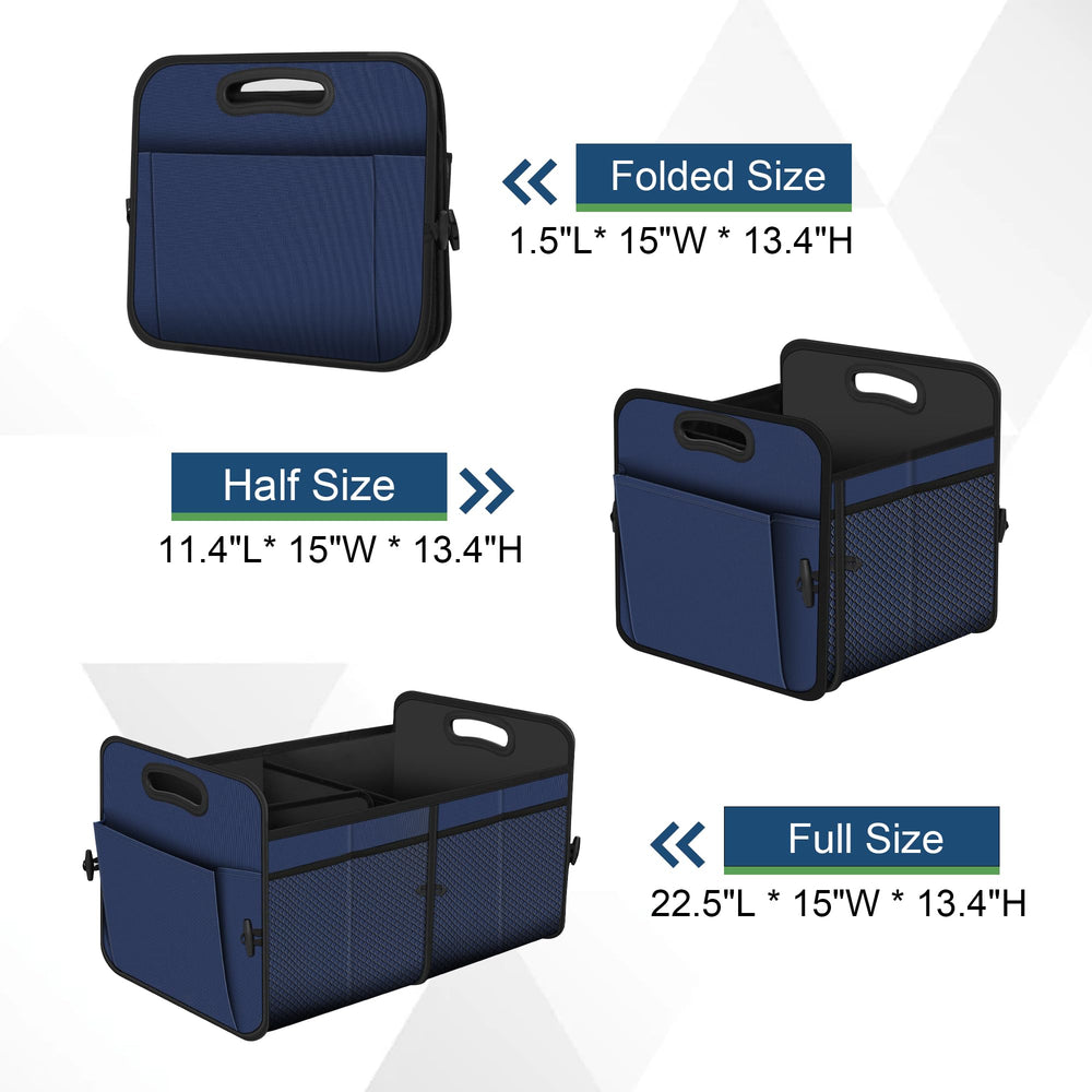 Femuar collapsible trunk organizer folds compactly for easy storage.