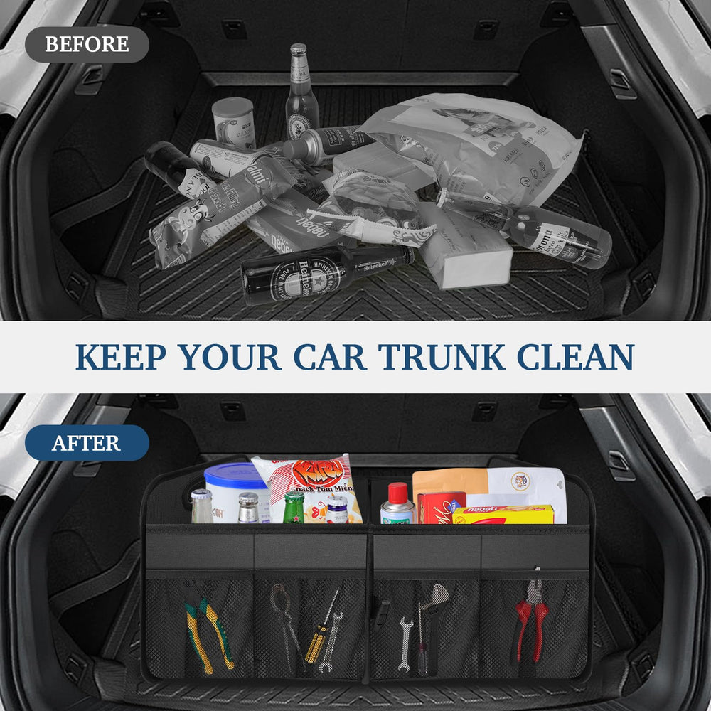 Femuar collapsible trunk organizer folds flat when not in use