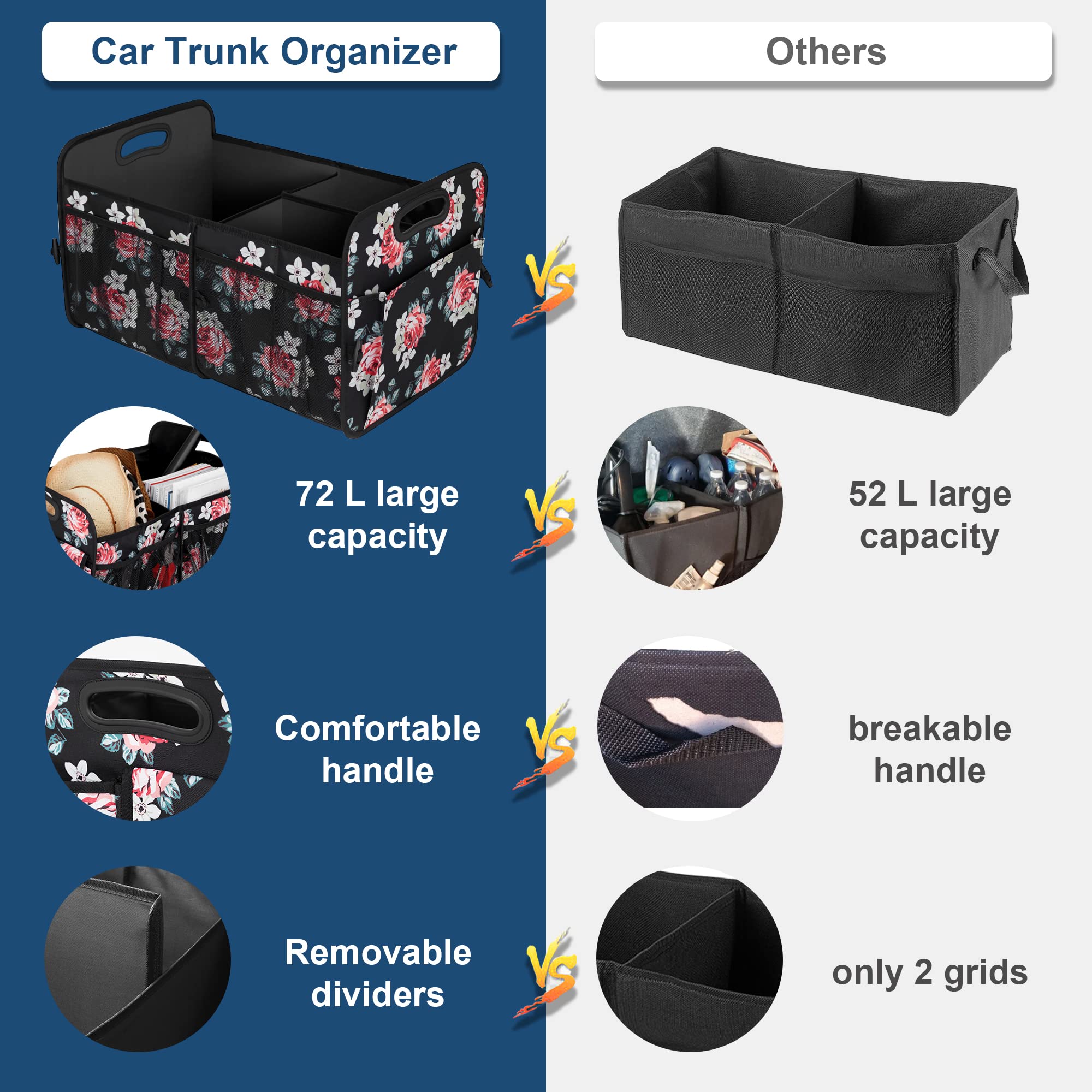 Femuar collapsible trunk organizer folded for compact storage