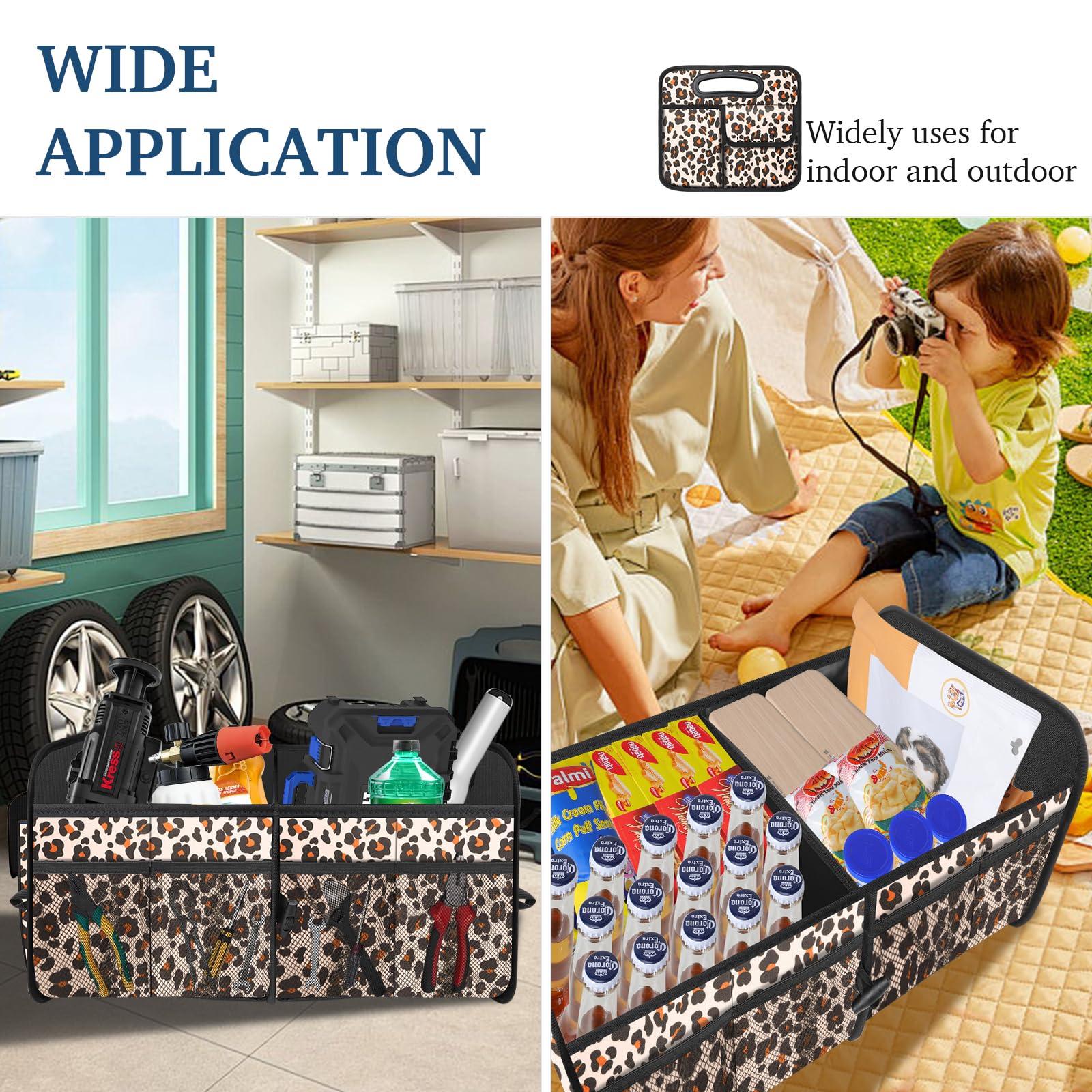 Femuar leopard trunk organizer ideal for toys tools and gym gear