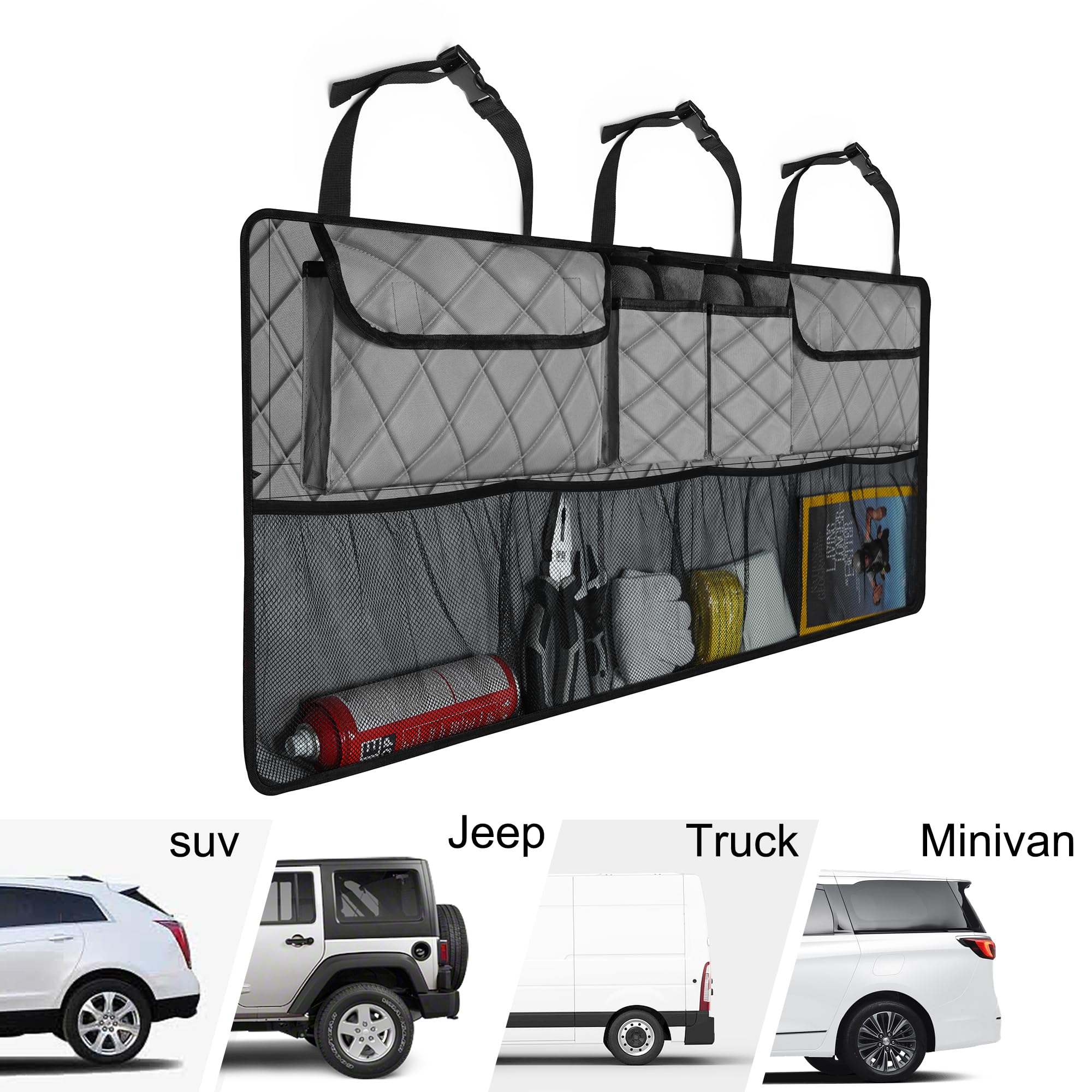 Stable buckles and velcro hold the Femuar organizer during driving.