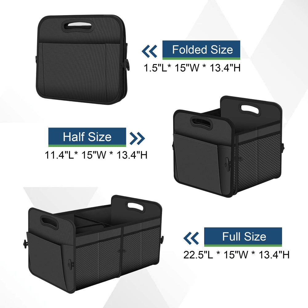 Femuar trunk organizer with 11 pockets for easy item separation.