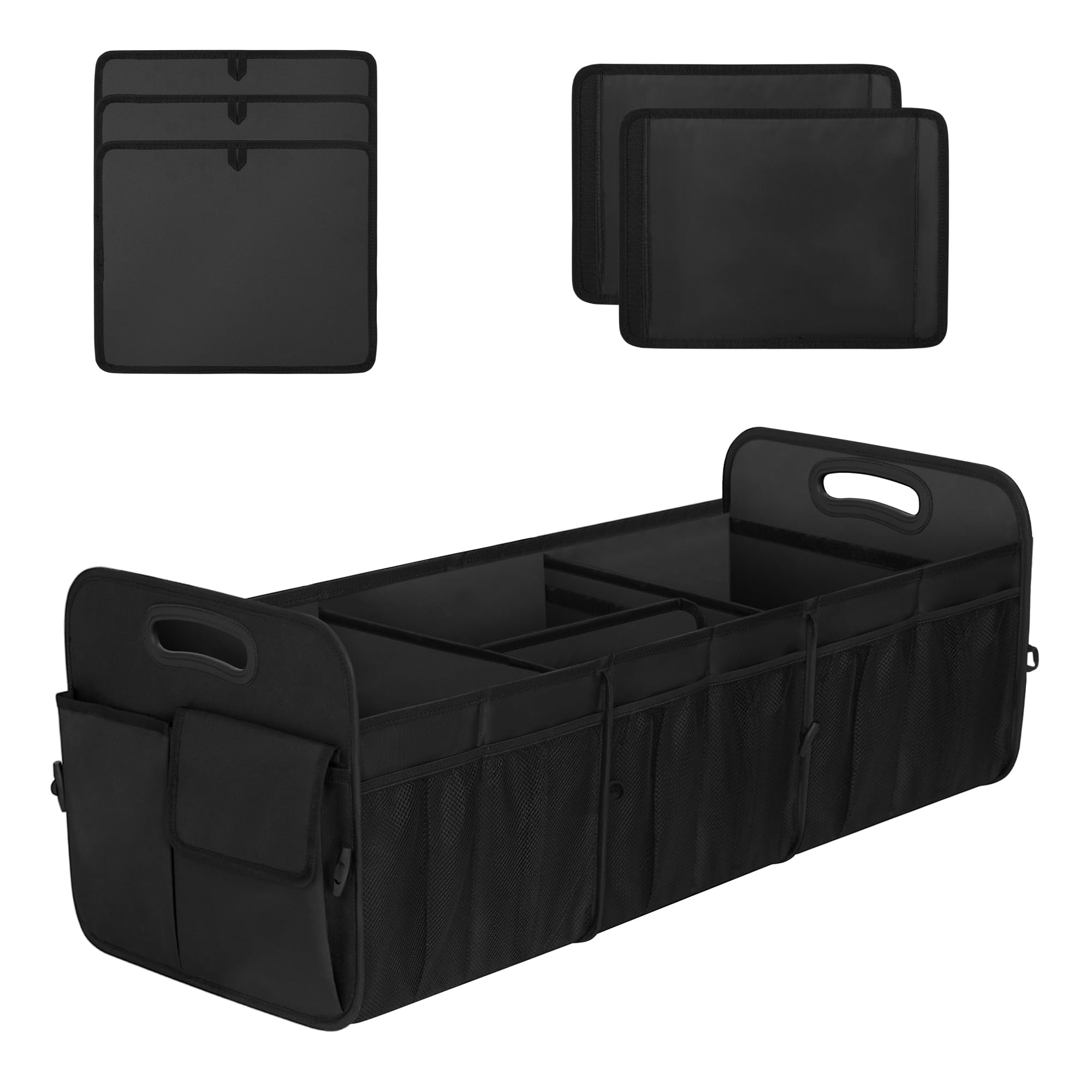 Femuar trunk organizer shows 90L capacity with open compartments for quick access.