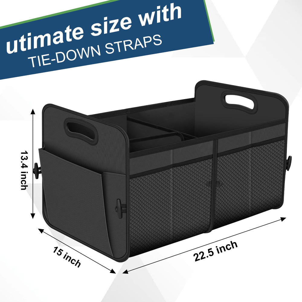 Femuar collapsible trunk organizer folded flat for compact storage.