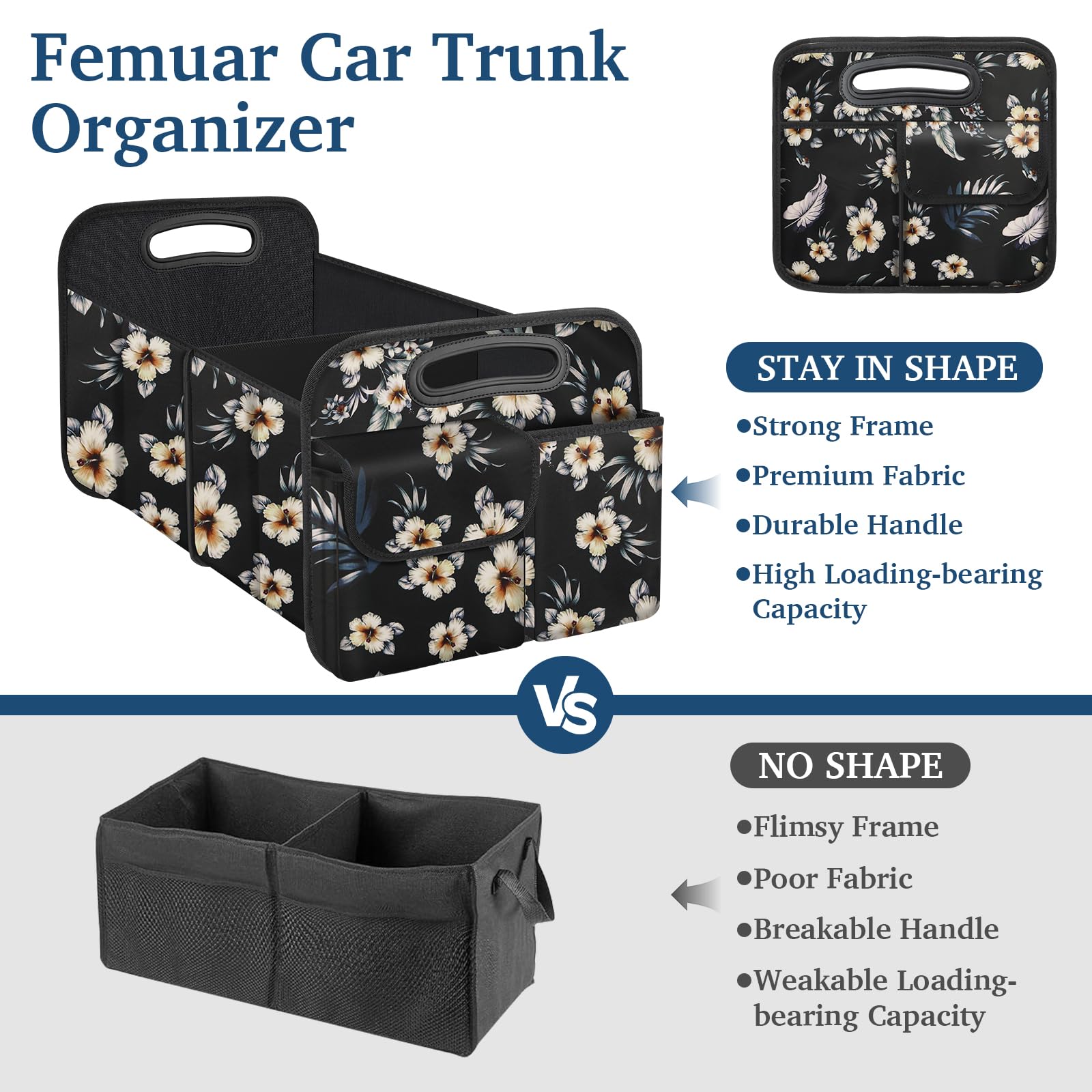 Non-slip Velcro bottom of Femuar trunk organizer stays in place during drives.