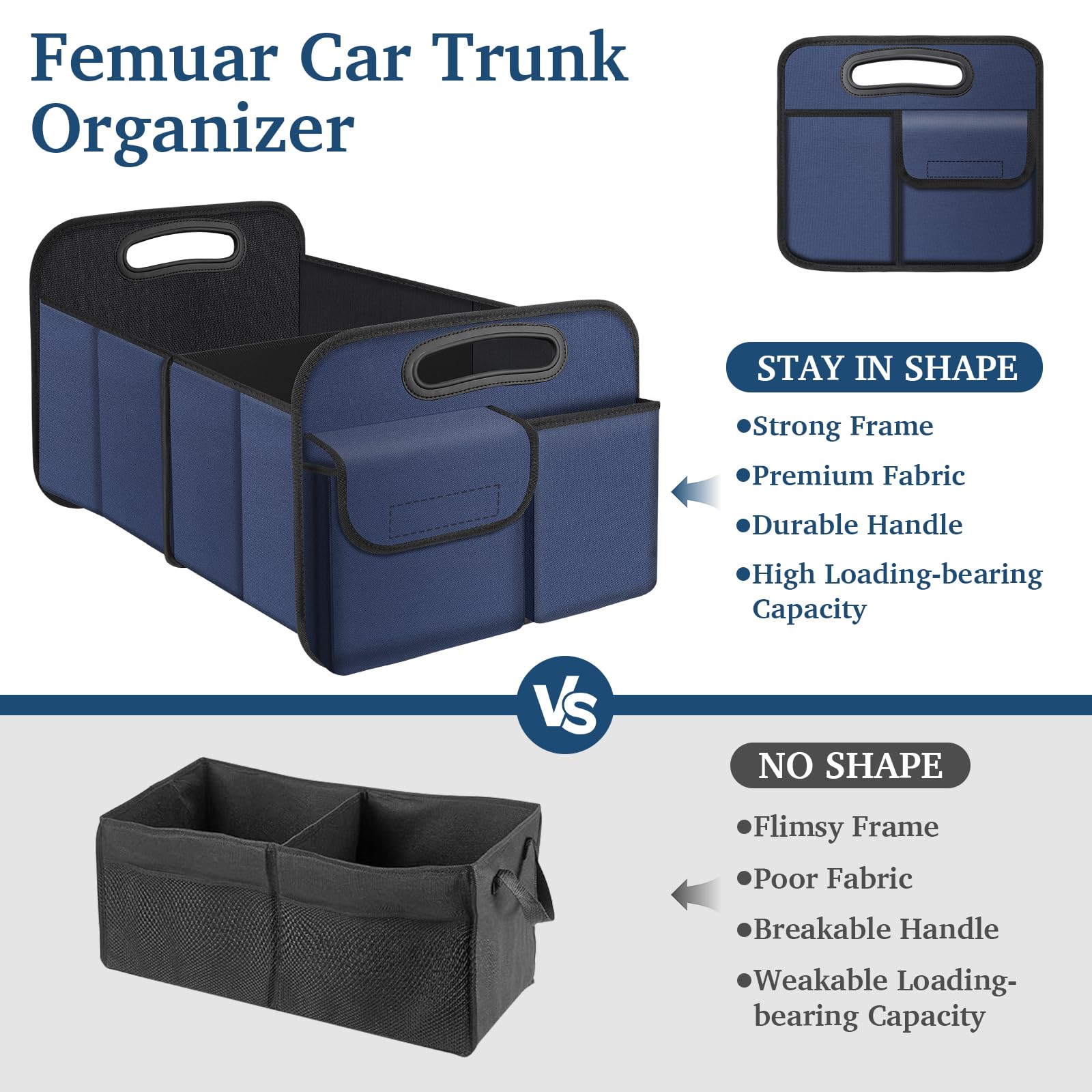 Femuar trunk organizer non-slip bottom prevents shifting during drives