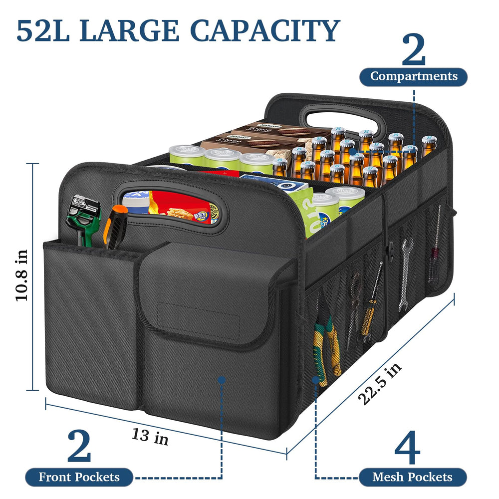 Femuar trunk organizer shows waterproof 600D fabric for easy cleanup after trips