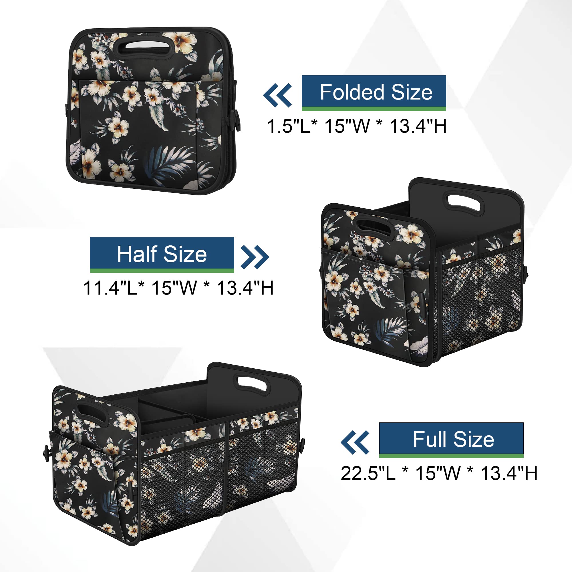 Femuar trunk organizer features velcro non-slip bottom for stability