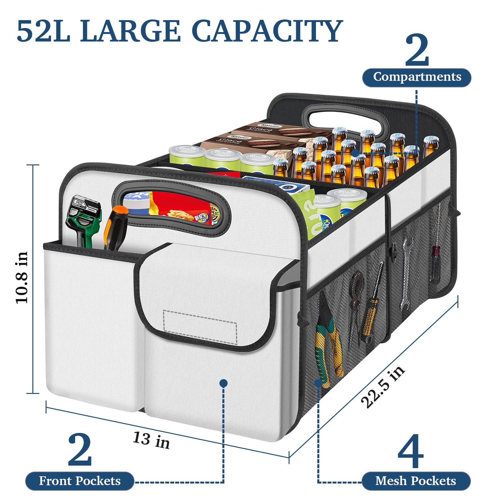 Femuar waterproof 600D Oxford cloth trunk organizer resists spills and cleans easily.