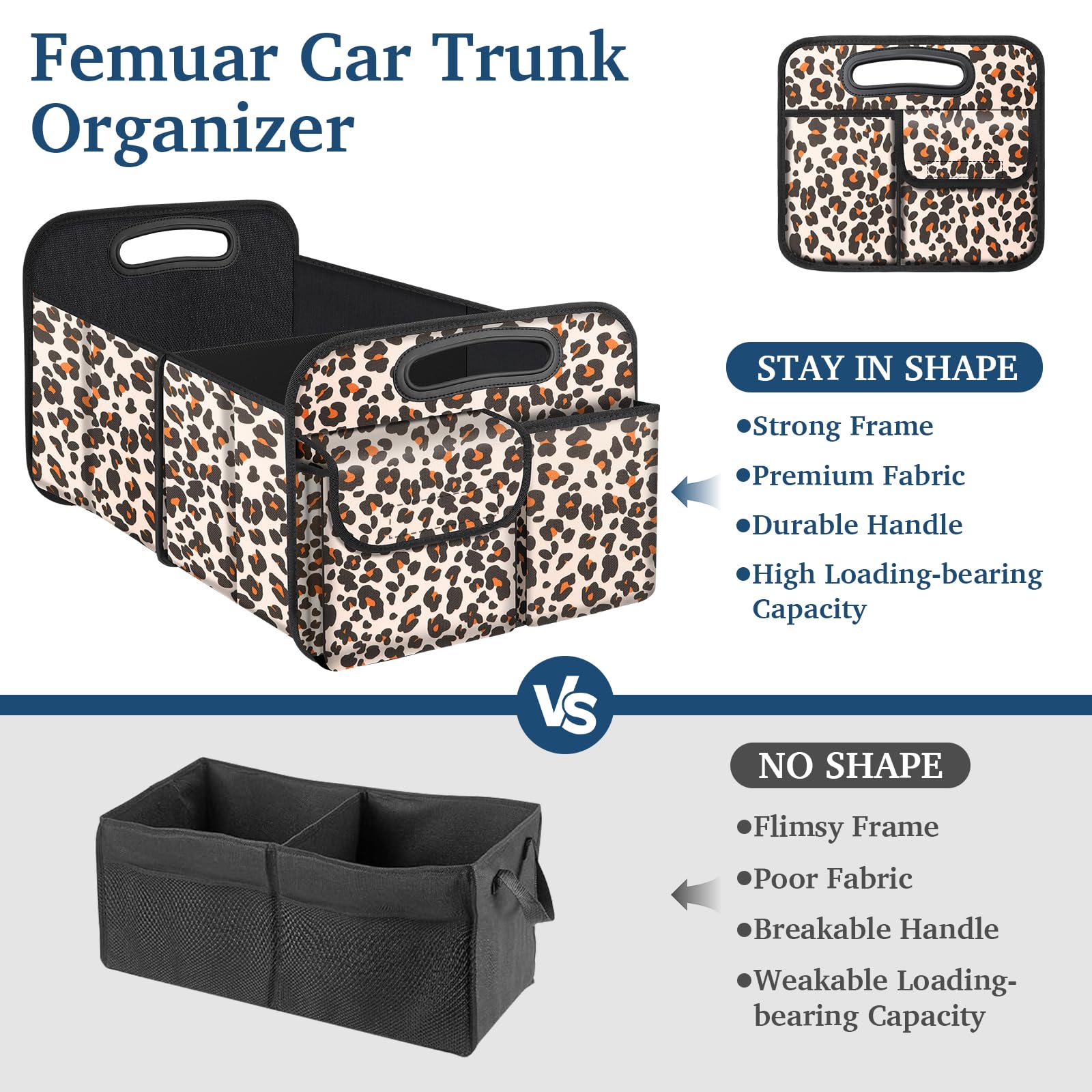 Femuar waterproof trunk organizer made of rugged Oxford fabric for spills