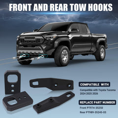 Fenglesha rear tow hook installed on Toyota Tacoma for rugged towing tasks.