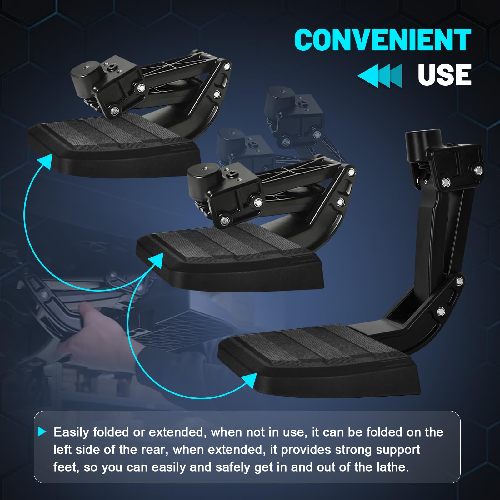 Fenglesha rear bed step stays ready beside tailgate for fast reach.