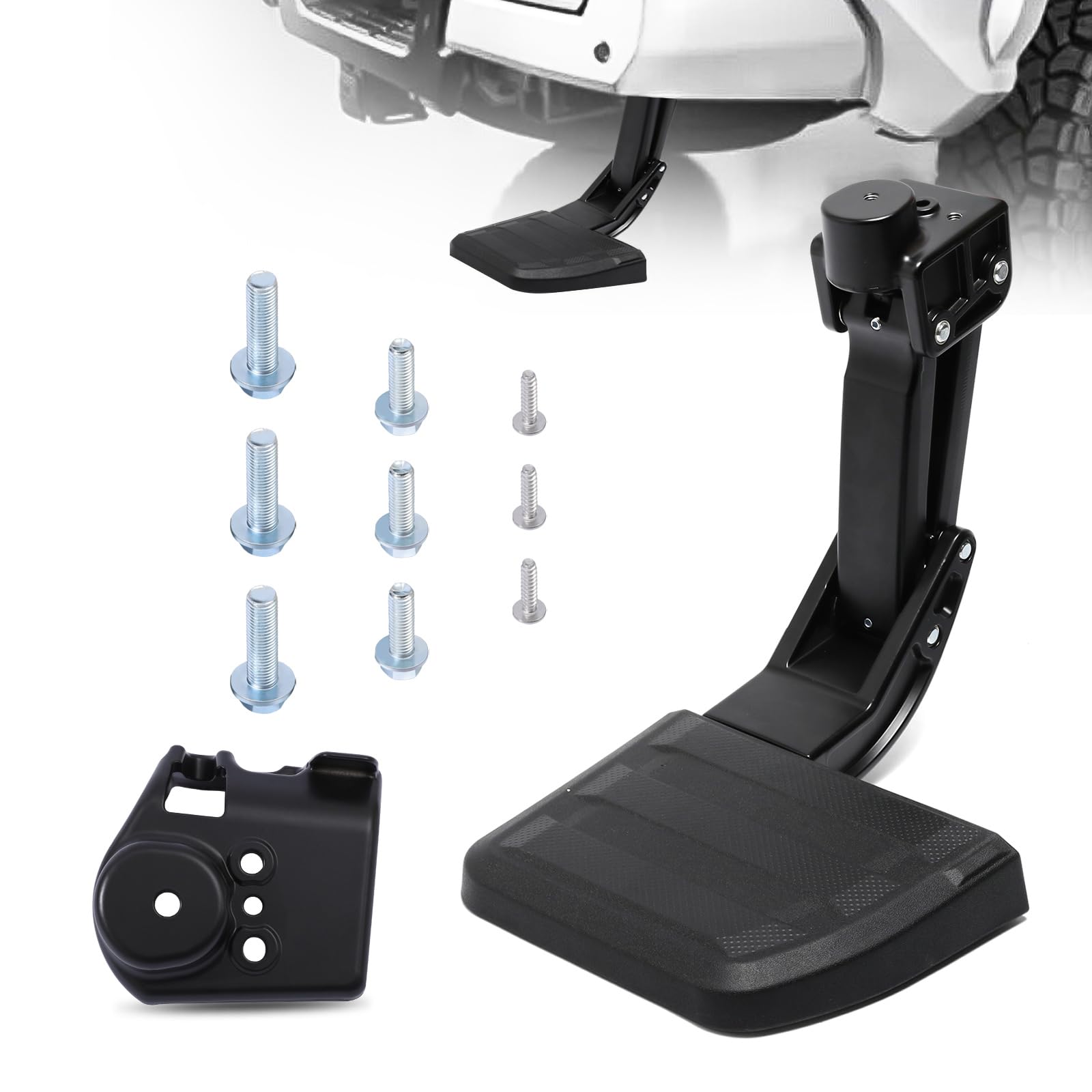 Fenglesha Tacoma rear bed step extended for easy loading access.