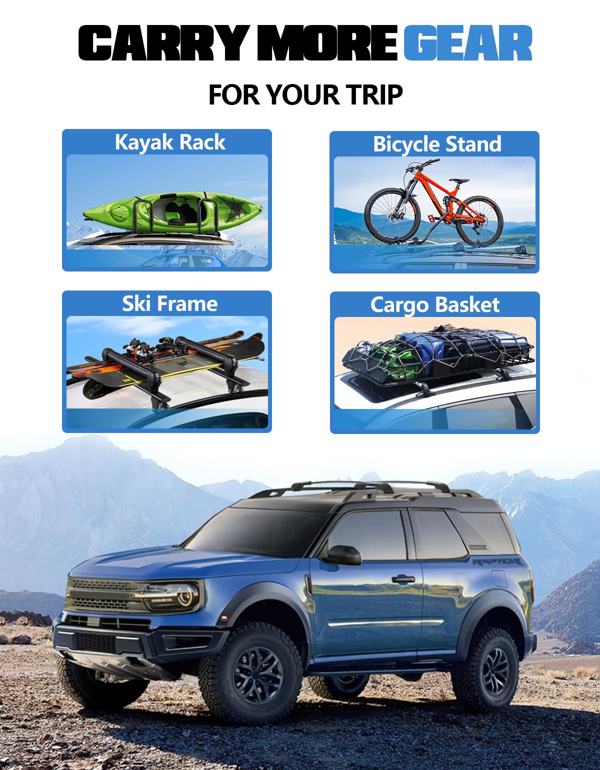 FengYu cargo-ready cross bars support up to 300 pounds.