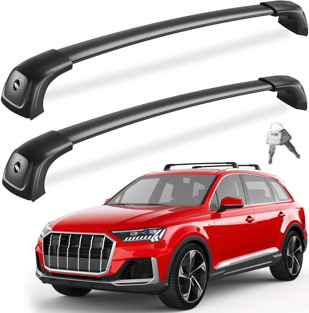 FengYu 330lbs roof rack cross bars on Audi Q7 for secure luggage transport.