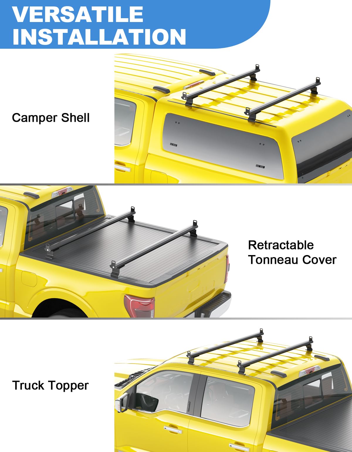 FengYu ladder rack mounted on a truck cap for versatile cargo.
