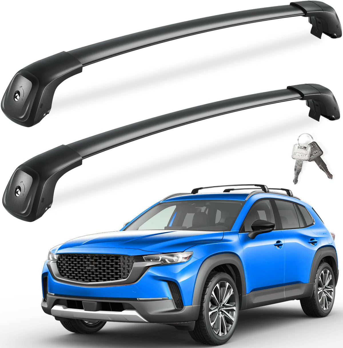 FengYu roof rack crossbars with accessories included for Mazda CX-50, easy setup.