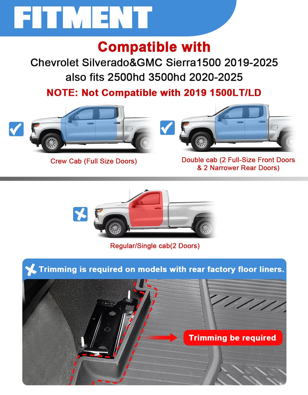 FengYu under-seat storage box in Silverado double cab demonstrates extra hidden space.