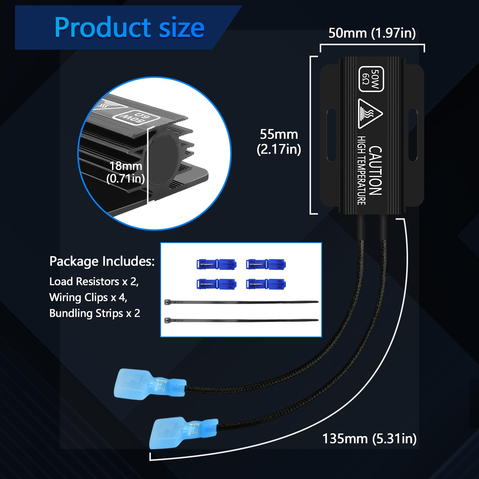 Fenikso LED resistor heat-dissipation note emphasizes metal mounting requirement