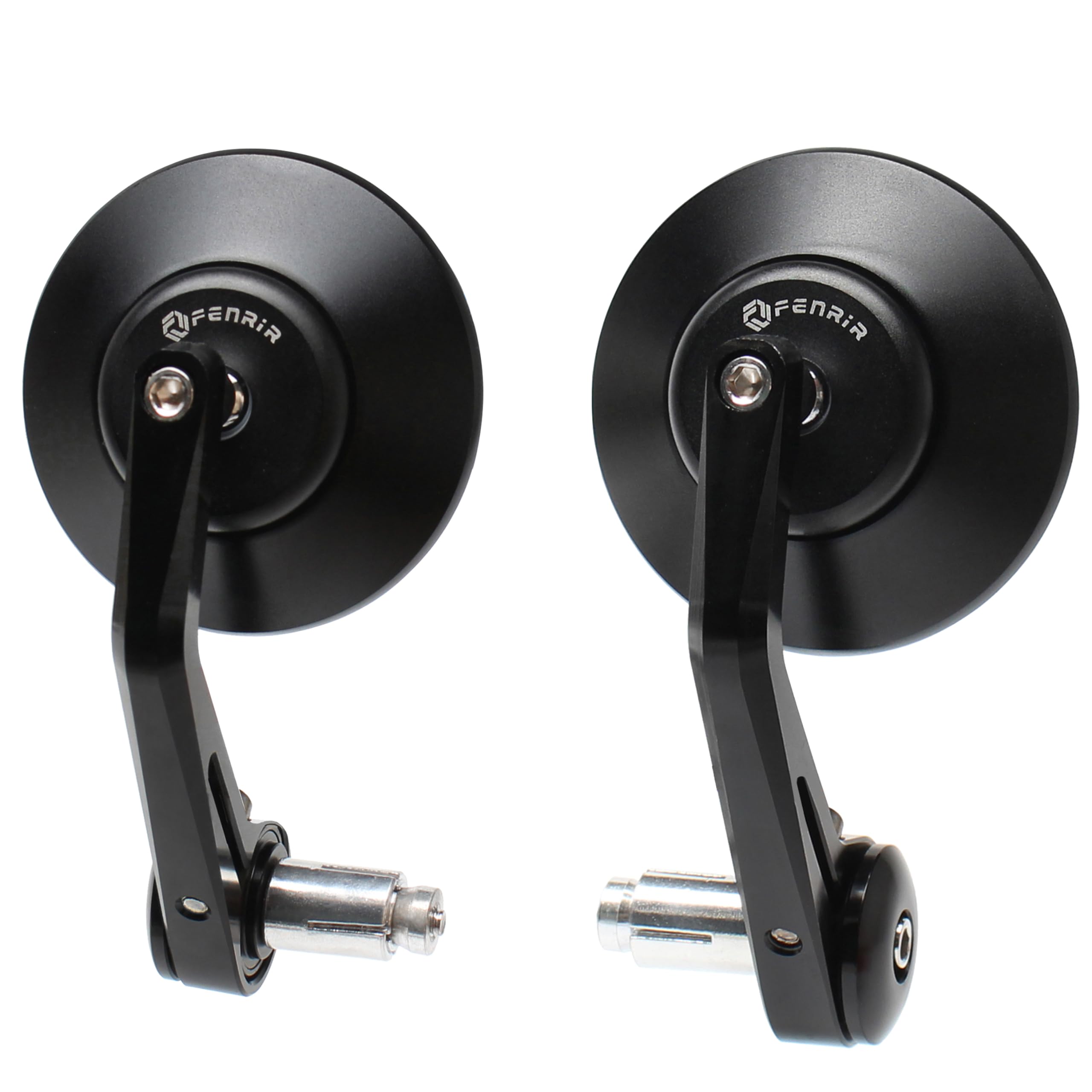 FENRIR bar end mirror left with CNC black finish enhances rear visibility for safer riding