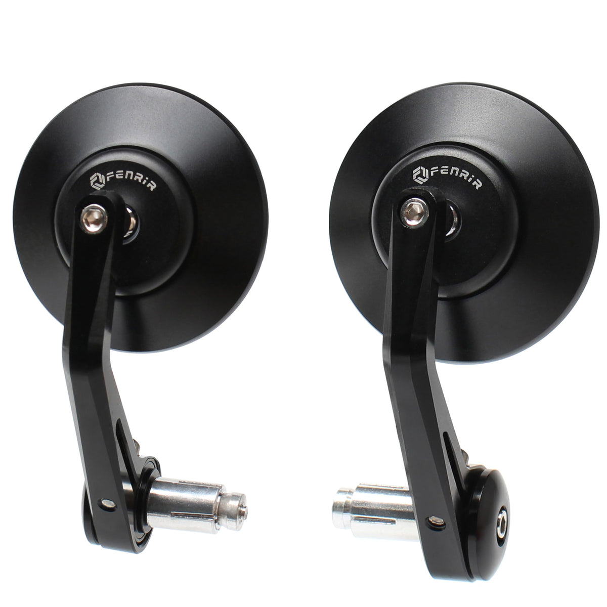FENRIR bar end mirror left with CNC black finish enhances rear visibility for safer riding