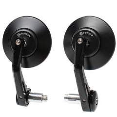 FENRIR bar end mirror left with CNC black finish enhances rear visibility for safer riding