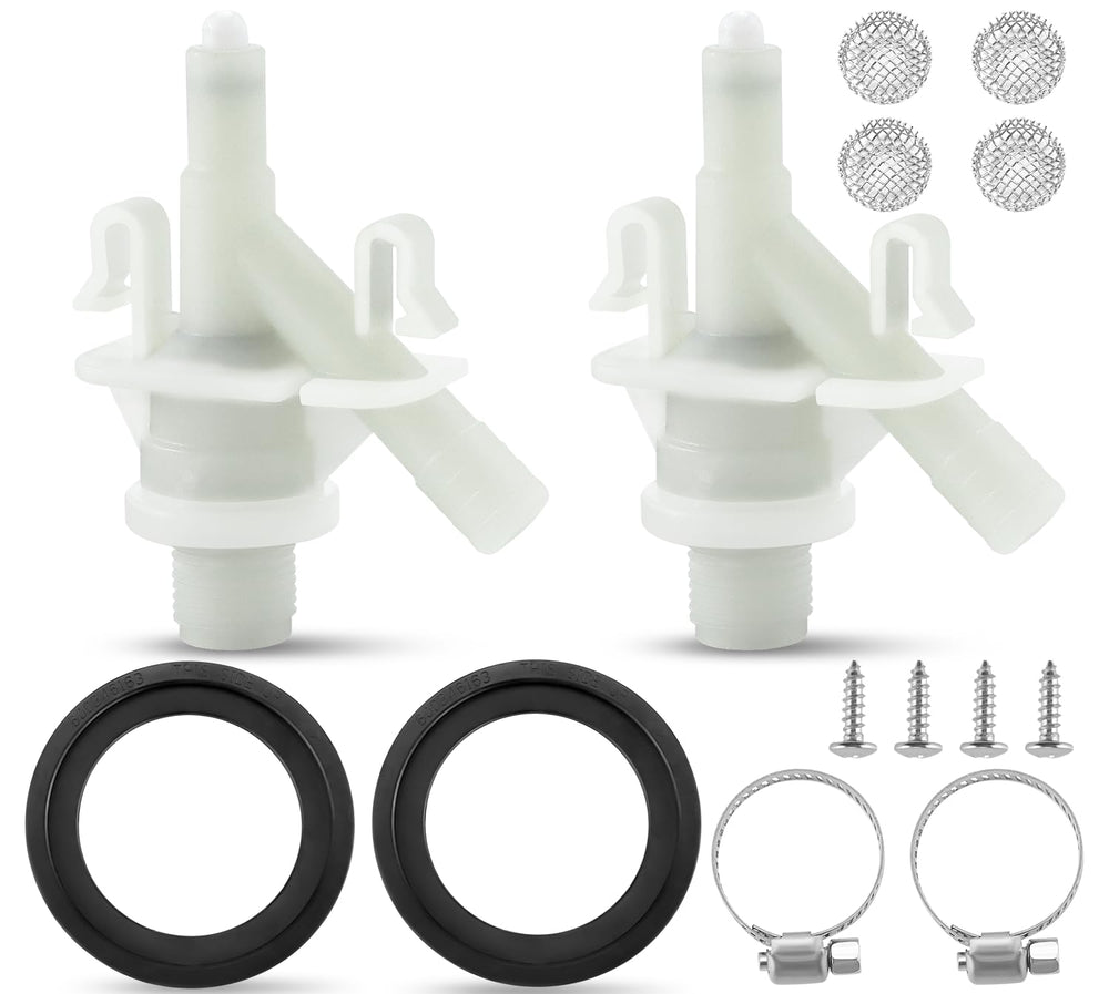 Fetechmate 385311641 RV valve shown for reliable pedal flush operation