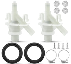 Fetechmate 385311641 RV valve shown for reliable pedal flush operation