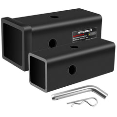 Fetechmate 3in to 2.5in hitch adapter enables versatile towing setups.