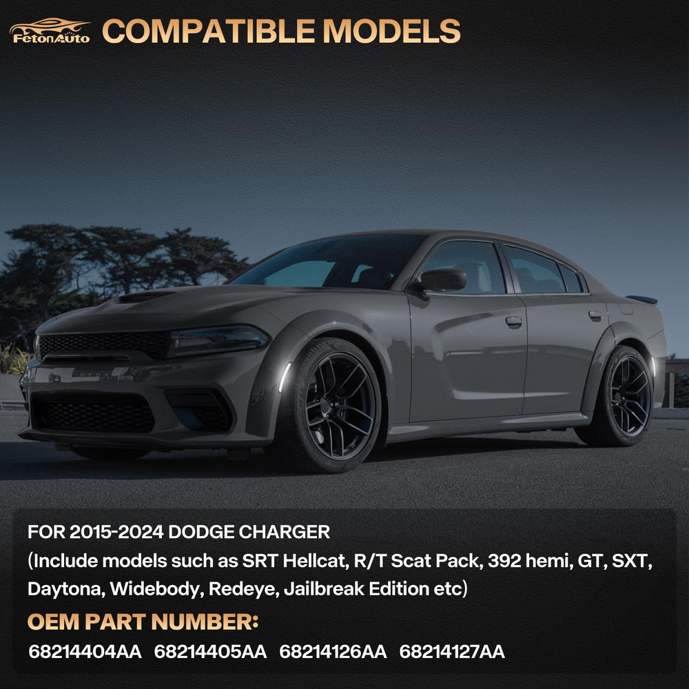 FetonAuto front bumper light installation for Charger is plug-and-play.
