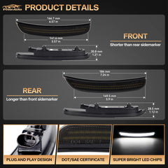 FetonAuto smoked-lens dynamic front side marker for Charger offers a sleek look.
