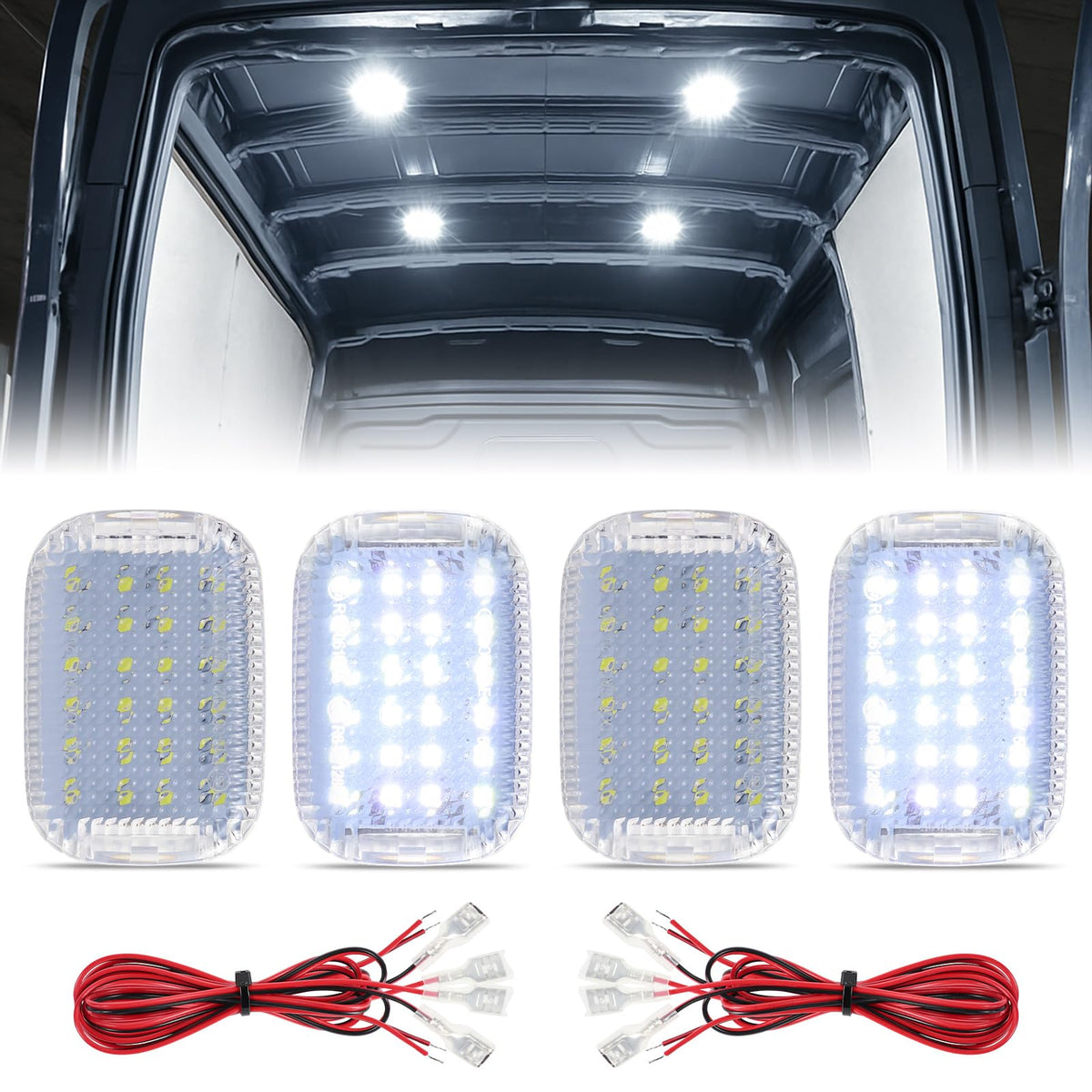 FetonAuto transit cargo lights assembly improves interior visibility in Ford Transit