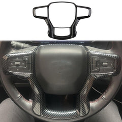 Fewshaw carbon fiber steering wheel cover full set enhances Silverado interior with sport style.