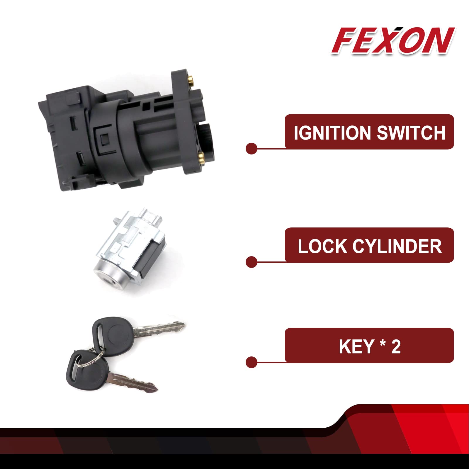 FEXON lock cylinder pictured with keys for easy replacement and secure ignition.