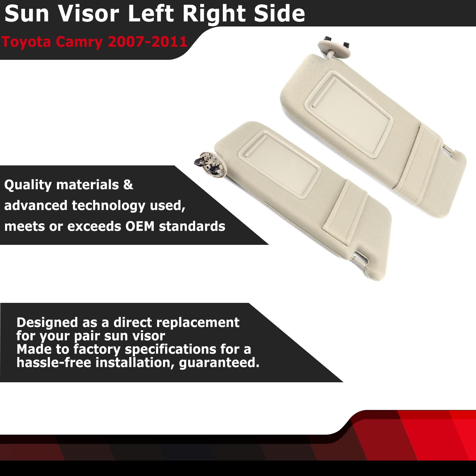 FEXON sun visor right passenger side beige blocks sun glare and improves visibility.