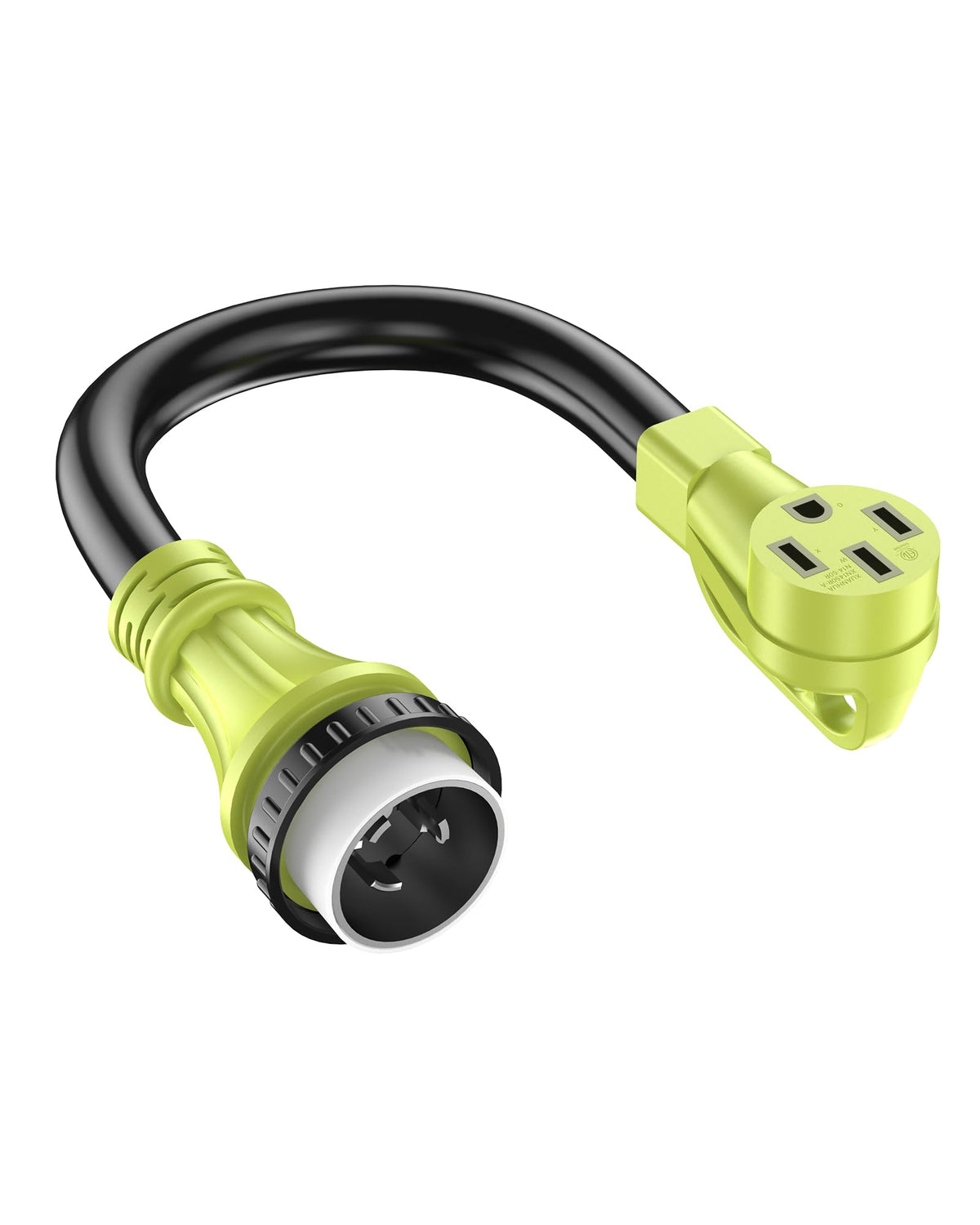 FGIEU 50amp twist-lock plug for secure generator and RV connections.