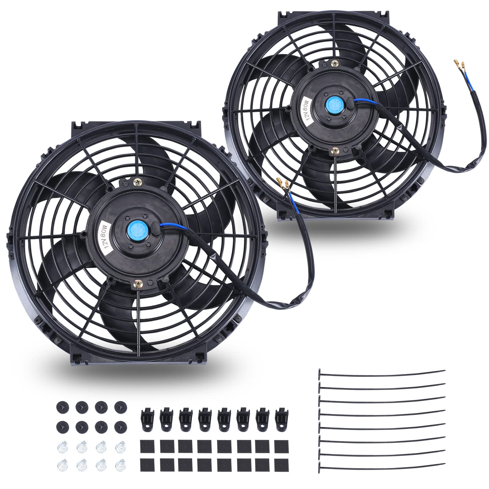FGJQEFG 10in universal slim radiator fan mount kit in engine bay for efficient cooling