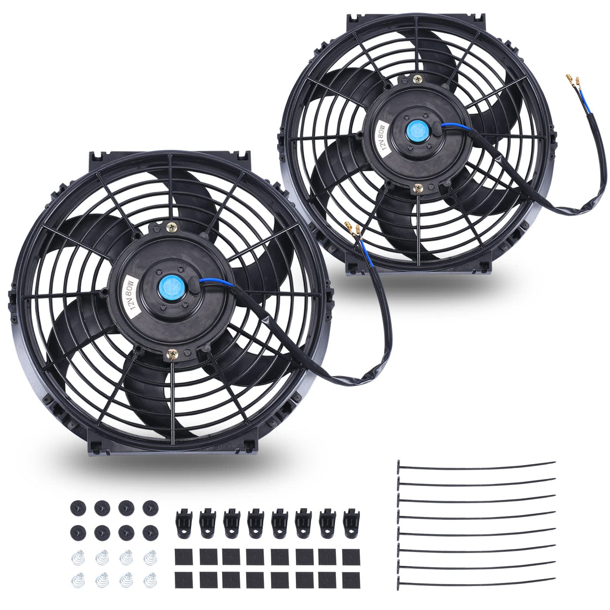 FGJQEFG 10in universal slim radiator fan mount kit in engine bay for efficient cooling