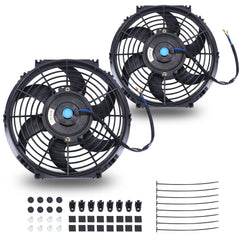 FGJQEFG 10in universal slim radiator fan mount kit in engine bay for efficient cooling