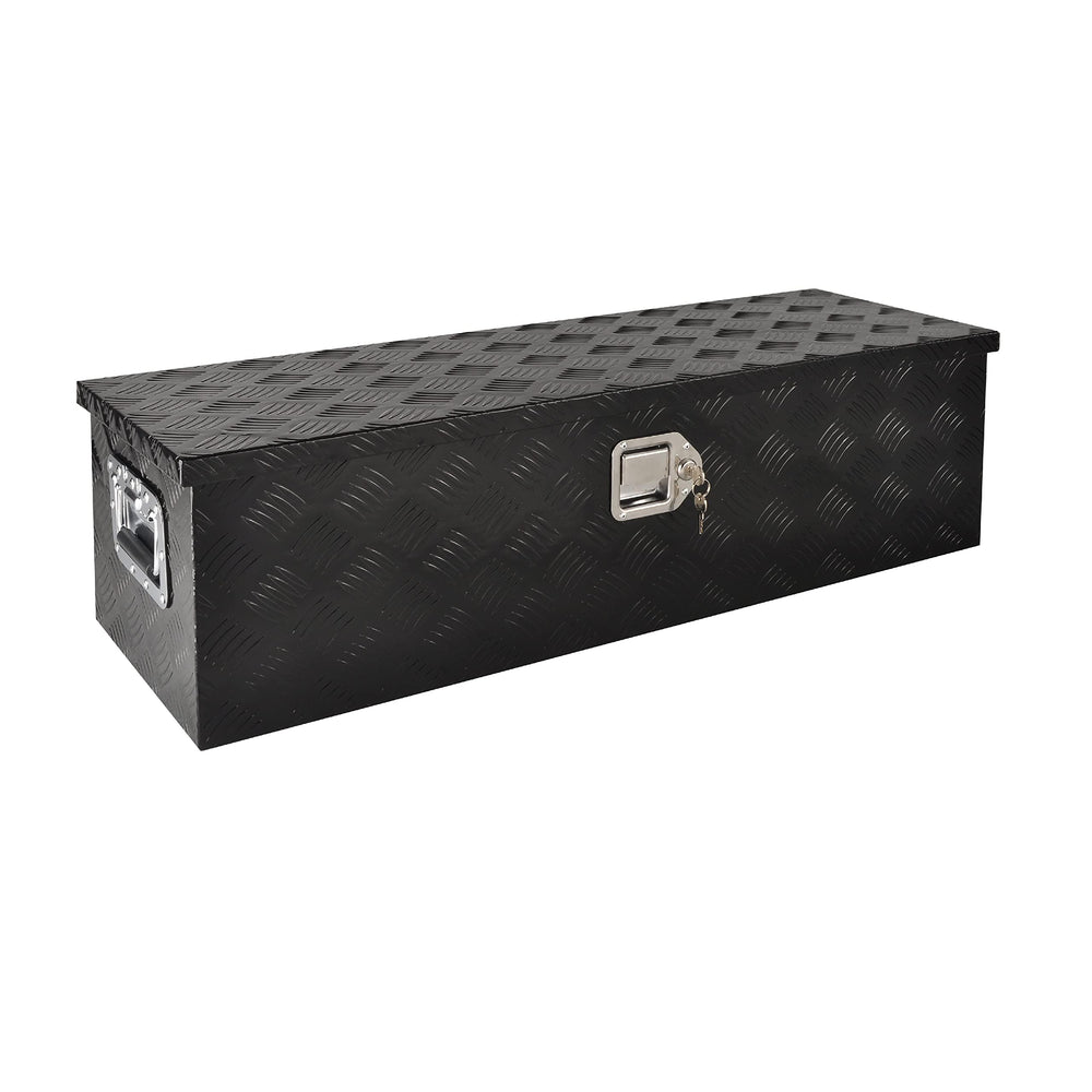 FGJQEFG 39-inch aluminum truck bed toolbox side view for durable on-the-go storage.