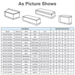 FGJQEFG black aluminum toolbox cabinet, lightweight and durable.