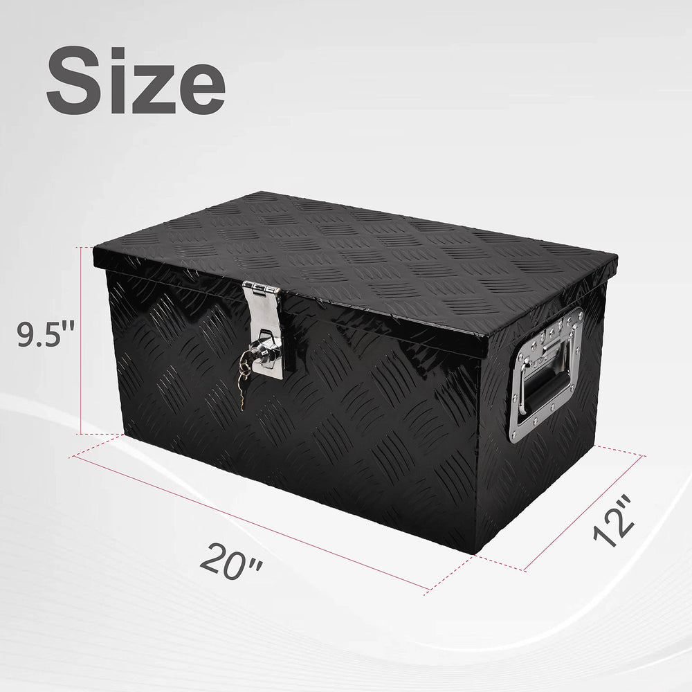 FGJQEFG underbody toolbox with lid open and secure latch.