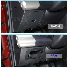 Fgtagtal driver-seat side storage compartment in a vehicle interior.